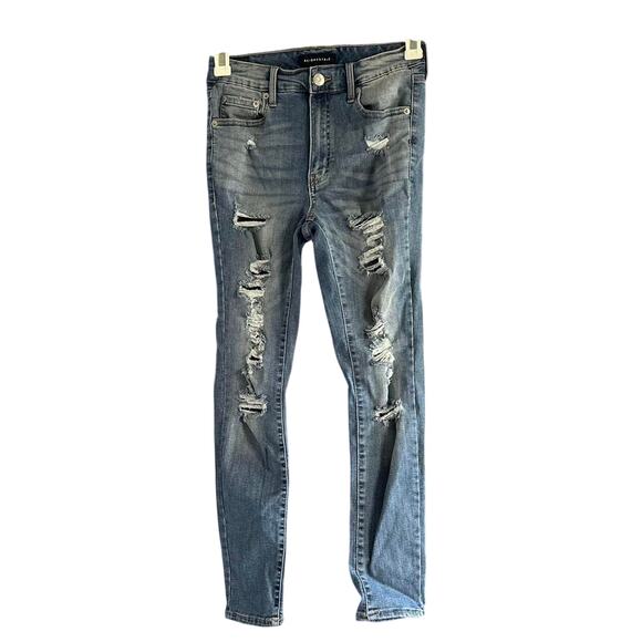 Womens Jeggings Size 6 Blue Stretchy Distressed Ripped Grunge Skater Casual Indy - Picture 1 of 8